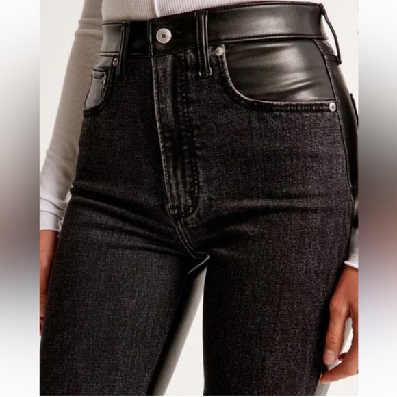 Abercrombie Mixed Leather Straight Pants - Picture 7 of 7